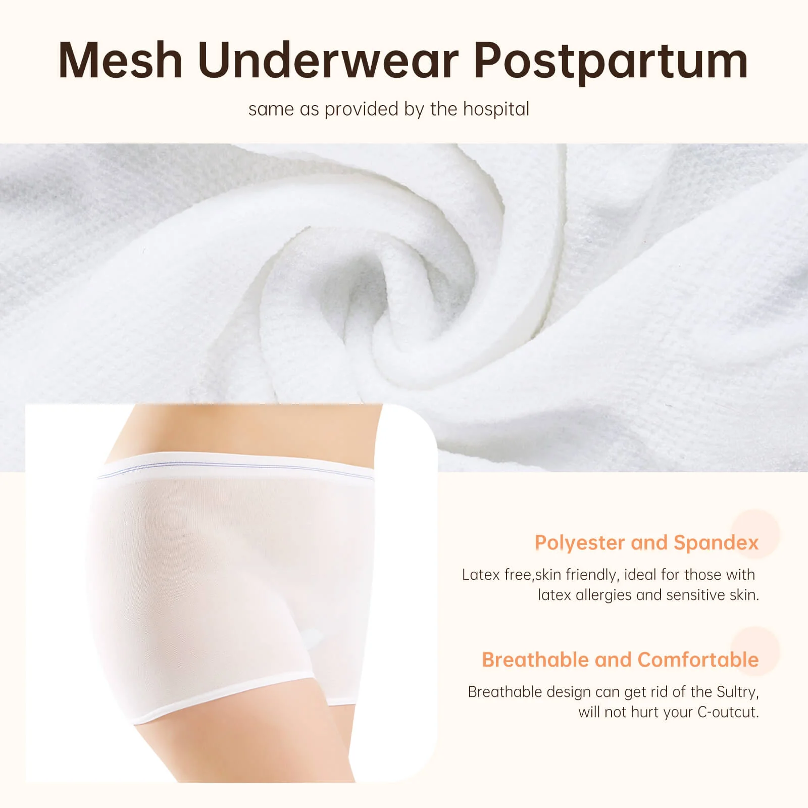 3-Pack Postpartum Mesh Underwear High Waist - 9182 - Image 4